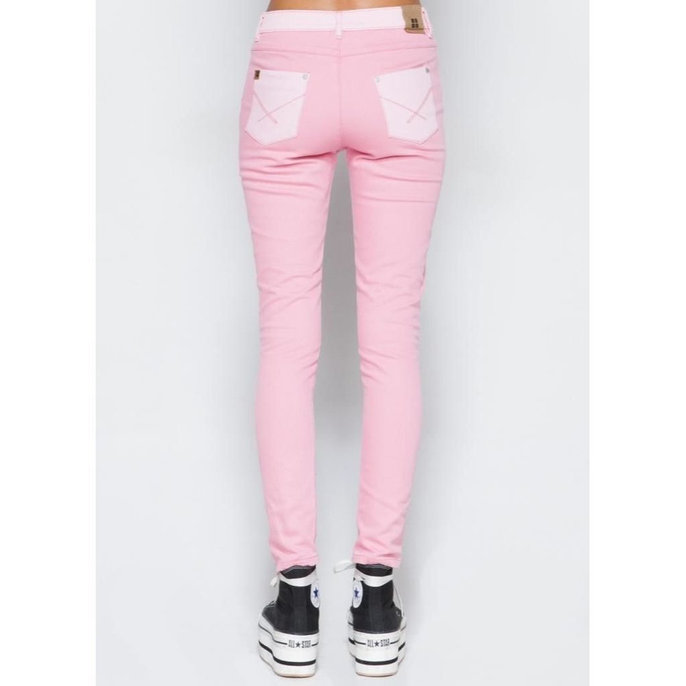 INSIGHT DENIM Jeans COLOR BLOCK Two-Tone  MIGHTY Skinny GUAVA Pink SLIM ( 27 )